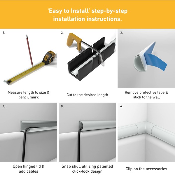 D-Line D-Line 157in Cord Cover Kit, Self-Adhesive Wire Hiders, Paintable