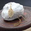 Oobi Doop Gold plated sterling silver leaf drop earrings with