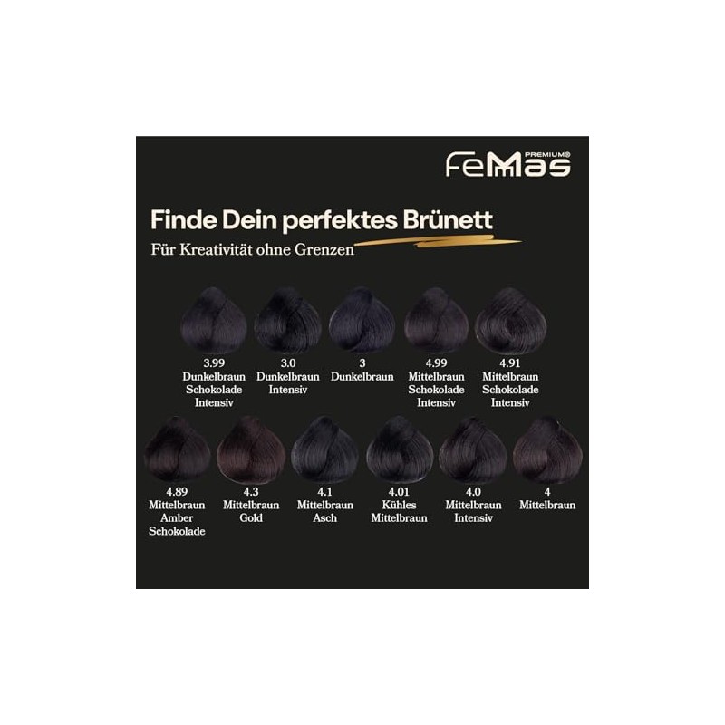 FemMas Haarfarbe Helle Kühle Kastanie 5.91 I Professionelle Creme Haarfarbe