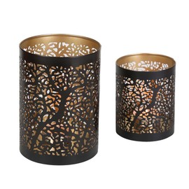Casa Moro Oriental Ancona Tea Light Holder Set of 2 Round Inside Gold Outside Black Moroccan Tea Light Holder Like from 1001 Nights Table Decoration Christmas IRL80