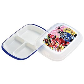 Komori Resin, Kotaro Sentai Don Brothers Lunch Plate with Lid (Square), Blue 348621, Capacity 9.2 fl oz (260 ml), 4.3 fl oz (115 ml) x 2