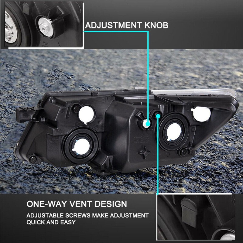 APSVE 2PCS Black Headlight For 2009 2010 2011 2012 2013
