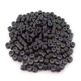 Dark Brown 200 Pcs Silicone Lined Micro Rings Beads Locks for I Stick Tip Feather Human Hair Extensions