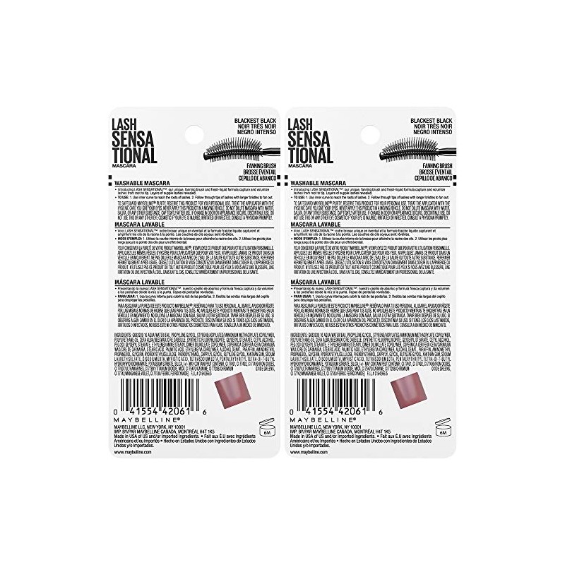 Maybelline New York - Máscara lavable Maybelline Lash Sensational, Blackest