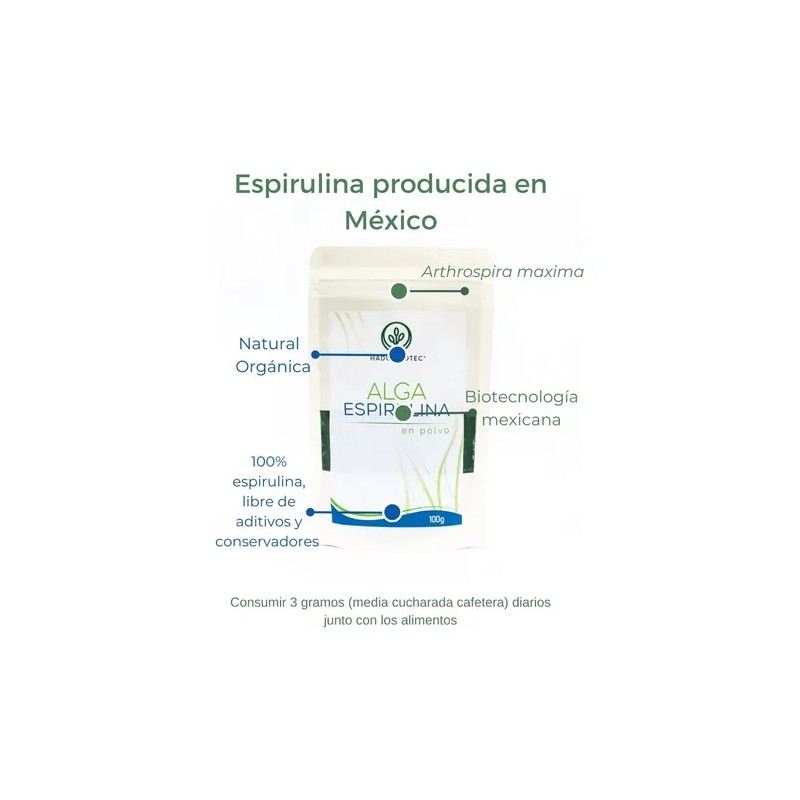 Alga Espirulina En Polvo Sin Conservadores Ni Aditivos 100 G