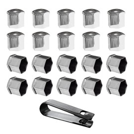 KANDUJIMU 20 PCS Wheel Nut Covers Bolt Caps, 19mm Wheel Lug Bolt Covers Caps with Removal Tool, Auto Hub Screw Bolt Head Tire Protector, Universal Vehicle Exterior Decor Accessories (Silver)