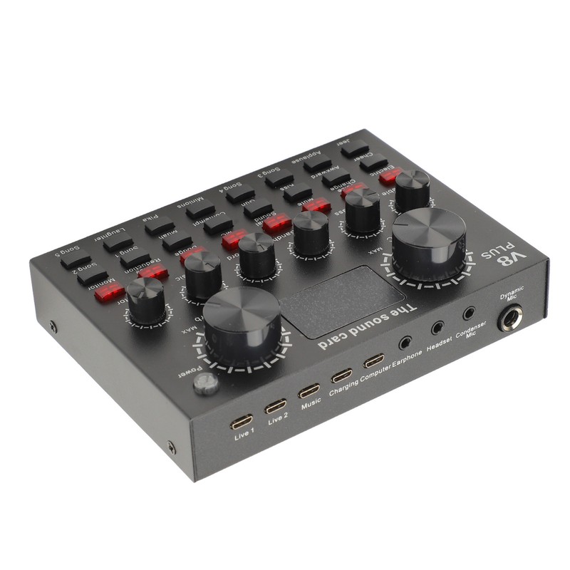 Live Sound Card with Built in Microphone Clear Recording Portable