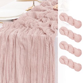 LINXTAR Dusty Pink Cheesecloth Table Runner 14ft 4 Pack Vintage Rustic Gauze Table Runner 171x35 Inches Boho Decoration for Birthday Party Wedding Baby Shower Brunch Tea Party Photo Background