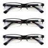 V.W.E. 3 Pairs Lightweight Rectangular Unisex Readers with Spring Hinge
