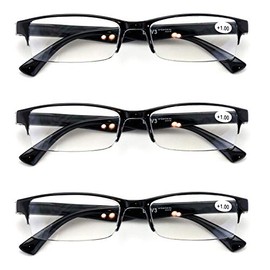 V.W.E. 3 Pairs Lightweight Rectangular Unisex Readers with Spring Hinge - Slim Reading Glasses (3 Pairs Black, 2.50)