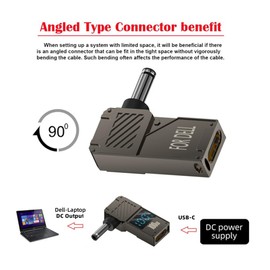 cablecc USB-C Type-C Smart LED Display Input to 100W Output DC 4.5x3.0mm Jack Power 20V 5A PD Charge 65W Adapter for DE-LL Laptop