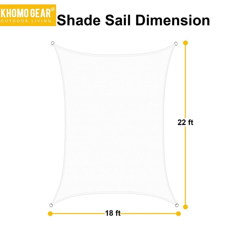 KHOMO GEAR Rectangular Sun Shade Sail 18 x 22 Ft
