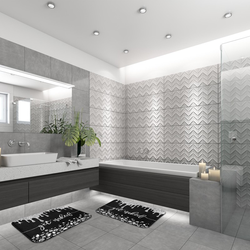ArtSocket Silver Get Naked Bathroom Set with Shower Curtain and