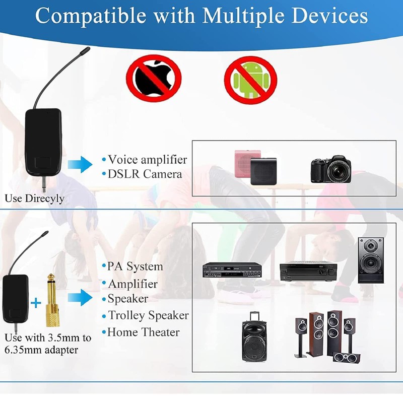HUACAM Wireless UHF Microphone Professional 50 m Stable Transmission Head
