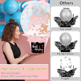 Caja de dinero de cumpleaños mejorada para tirar regalo en efectivo, divertida caja de globo de dinero para tirar, conjunto sorpresa de feliz cumpleaños, regalos de cumpleaños para mujeres, hombres
