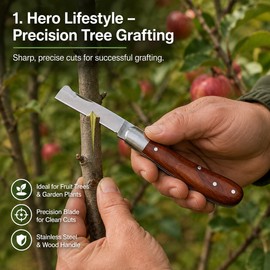 Folding Grafting Knife for Garden Use – 3CR13 Stainless Steel Pruning Cutter with Wooden Handle for Fruit Tree Grafting
