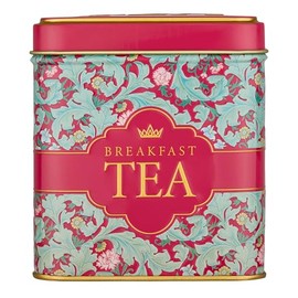 New English Teas Victorian Garden Tea Tin with 32 English Breakfast Teabags – Tapestry Inspired Tin with Decorative Pink Florals