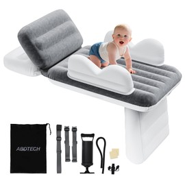 Abdtech Inflatable Toddler Airplane Bed: Safe & Soft - Portable Kids Travel Bed with Airplane Seat Extender for Kids - Inflatable Toddler Travel Bed with Manual Pump,Seat Belt and Travel Bag