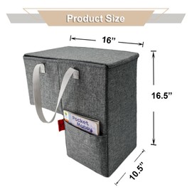 Stair Basket for Stairs with Lid 16.5" x 10.5" x 16", Collapsible Staircase Basket with Handle, Large Capacity Step Storage Basket, Stair Storage Basket for Carpet or Wood Stairs