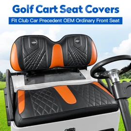 NOKINS 4PCS Golf Cart Seat Covers Kit, Front and Rear Seat Covers Fits Club Car Precedent Standard Seat Cushion, Club Car Accessories Vinyl Seat Covers (Gradient Diamond Black&Brown)