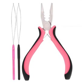 Hair Extension Pliers,Mini Hair Extension Tool,Anti Slip Handles Hair Extension Pliers,Professional Hair Extensions Tool,Includes 2 Loop threaders,Hair Extension Tool for Installation and disassembly
