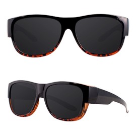 MAXJULI Polarized Fit Over Glasses Sunglasses for Women Men Wrap Around Trendy Sun Glasses with UV Protection 8238 Black Tortoise/Gray