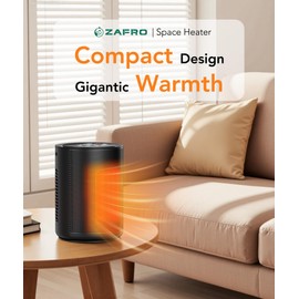 ZAFRO Space Heater for Indoor Use, Portable Electric Heaters with Digital Display and Remote, 2025 Upgraded, 24H Timer, 5 Mode, Thermostat, 1500W PTC Ceramic Fast Heat Safety for Home Office Bedroom
