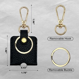 KARENSKEYS Leather Key Sleeve, Broken Car Key Loop Replacement, Stylish Key Cover for Women Men (A, Black)