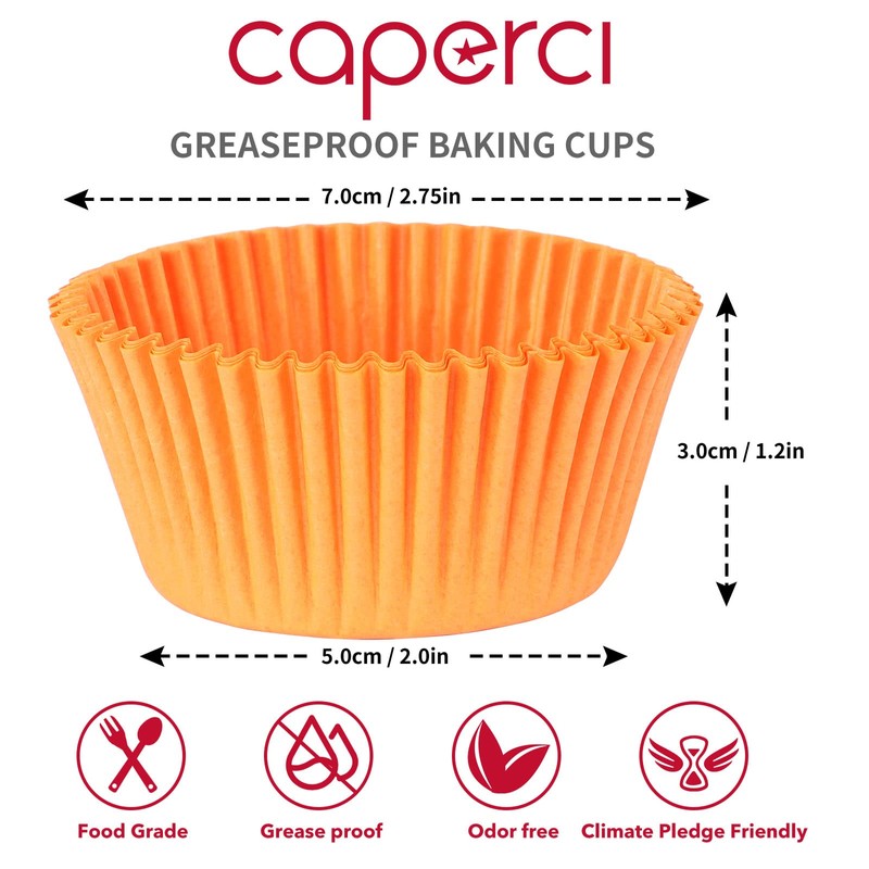 Caperci Standard Orange Cupcake Muffin Liners 500-Count, No Smell, Food