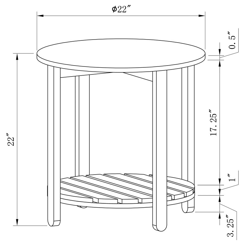 Coaster Fowler 1-shelf Round Engineered Wood End Table Natural