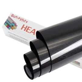Bonnyhtv Glitter HTV Heat Transfer Vinyl, 12" x 5ft, for Cricut & Silhouette Cameo, Iron on Vinyl for T-Shirts & Gifts (Black)