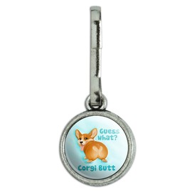 GRAPHICS & MORE Guess What Corgi Butt Funny Joke Antiqued Charm Clothes Purse Suitcase Backpack Zipper Pull Aid
