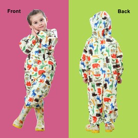 Baogaier Raincoat Breathable Waterproof Children's Girls Boys Hooded Lightweight Rain Suit One Piece Outdoor Rain Poncho Overall Rain Jacket 1-7 Years, yellow
