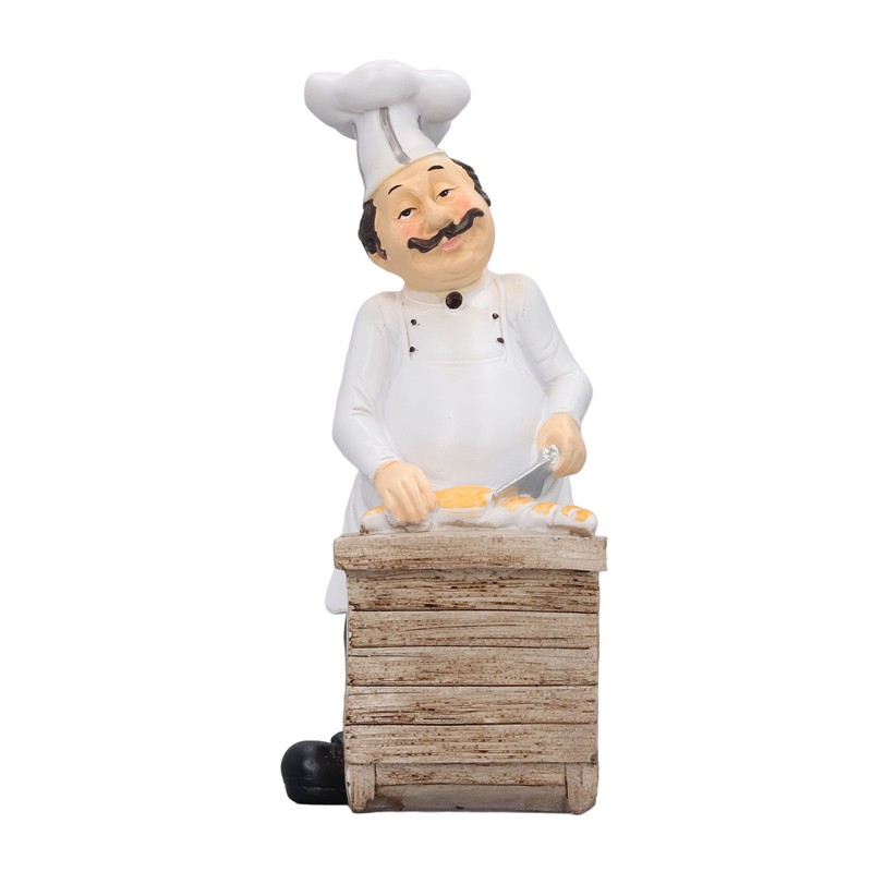 Resin Chef Statue Restaurant Dining Table Decor Figurine Ornament Kitchen