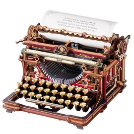 ROKR Mechanical Typewriter 3D Wooden Puzzle for Adults- Vintage Model Kit, No Glue, 324 PCS, 12H Assembly, Building Project, Retro Desk Home Decor, Unique Gifts for Writers (Magic Version)