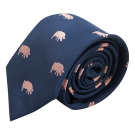 King & Priory Navy Blue Embroidered Pig Tie