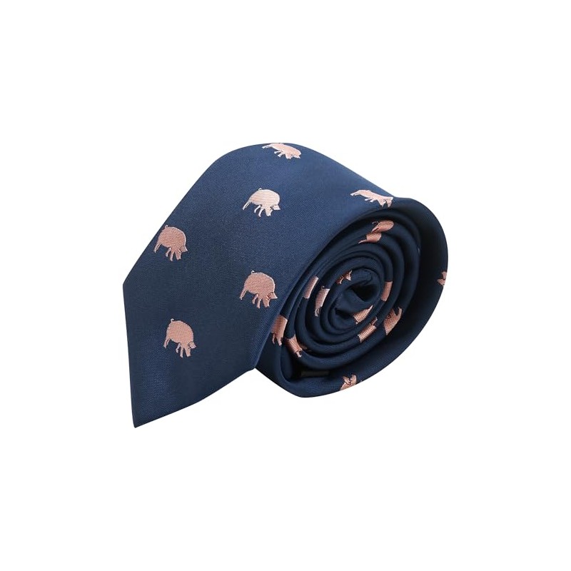 King & Priory Navy Blue Embroidered Pig Tie