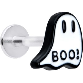 Body Candy 16G 316L Stainless Steel Glow in the Dark White Boo Ghost Bottle Labret Monroe Lip Ring Tragus 8mm