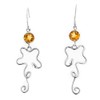 Citrine Abstract Wire Frame 925 Sterling Silver Drop Earrings, 1/2"