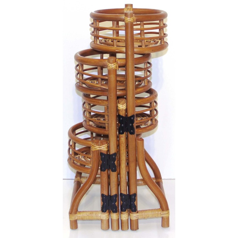 Handmade Natural Rattan Wicker Plant Flower Stand Natural 4 Tier,