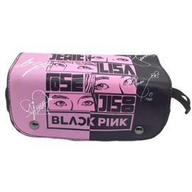 SDECRW Black-pink pencil case, beautiful large capacity pencil case, anime pencil case, pencil case with zip, with multiple compartments, pencil case organiser for boys, girls, students, office