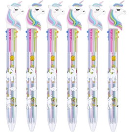 6 Multicolor Unicorn Pen Retractable Gel Pen Ballpoint Shuttle Pens Liquid Ink Pens Set Pen Supplies Office Gifts 6-Color-In-1