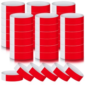 600 Packs Paper Wristbands for Events Neon Party Wristbands Colored Waterproof Paper Club Arm Bands Lightweight Identification for Concert Bar Entrance Admission(Red)