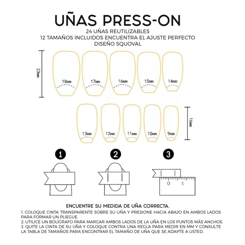 Nails Uñas Postizas Amarilla Psicodélica Press-on Tipo Squoval