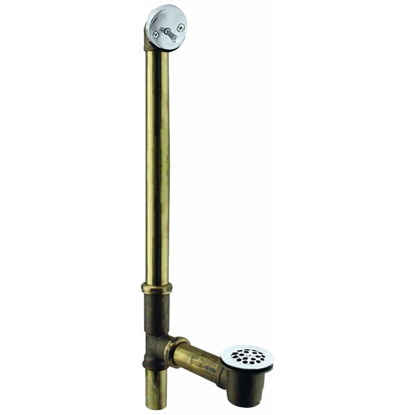 Westbrass D324-26 22-1/2-Inch 17 Gauge Brass Trip Lever Bath Waste and Overflow with Grid Drain