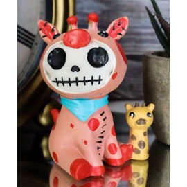 Ebros Gift Furry Bones Pink Polkadot Giraffe Decorative Figurine 3" Tall Adorable Voodoo Skeleton Costumed Monster Furrybones Kirin Ossuary Macabre Collectible