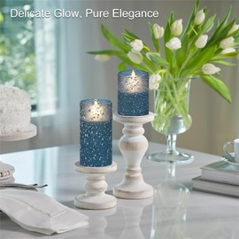 Blue Flameless Candles Set with Remote Control, Flickering LED Battery Operated Pillar Candles, Timer Function, 3 Sizes (3x4, 3x5, 3x6), Safe, Realistic Flame Effect, Perfect for Home Decor, Christmas