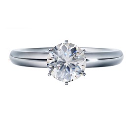 NANA Jewels Matrix 2.00ct (8mm) Round Zirconia 6 Prong Solitaire Ring - Platinum Plated Sterling Silver - Size 9