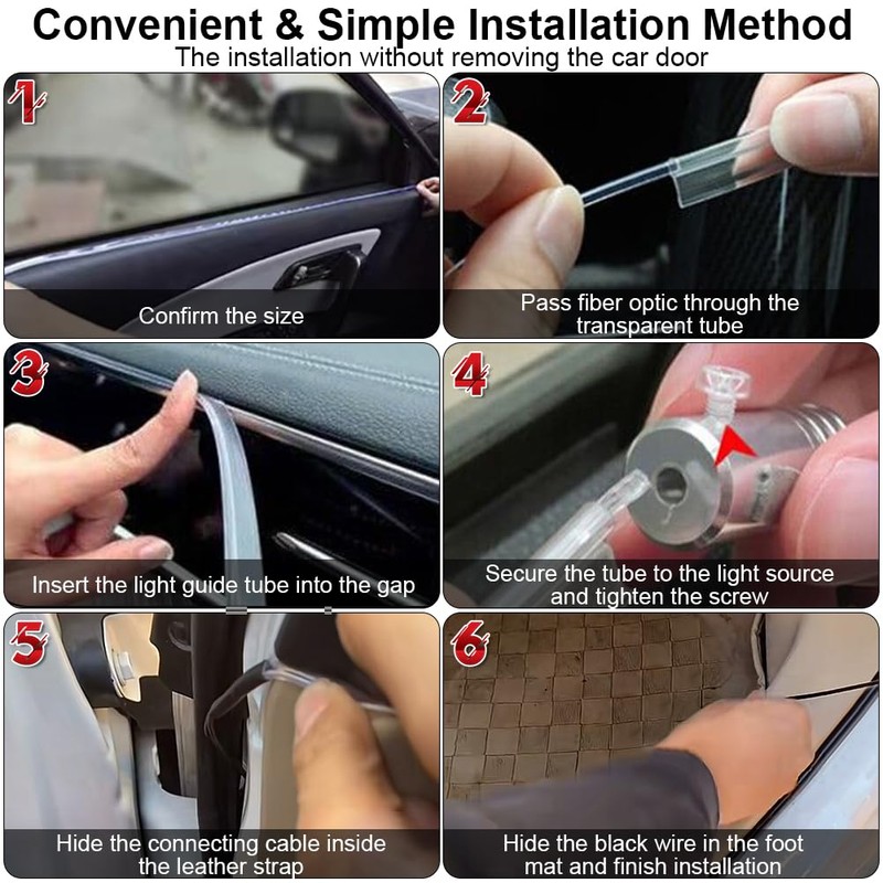 Interior Car LED Strip Lights APP Control, 5 in 1