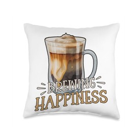 Brewing Happiness Cold Brew Coffee Quote Iced Coffee Throw Pillow